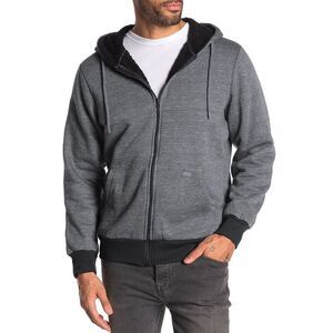 Heritage Report Collection Mens Lined Faux Shearling Hoodie X-Large Silver - NWT